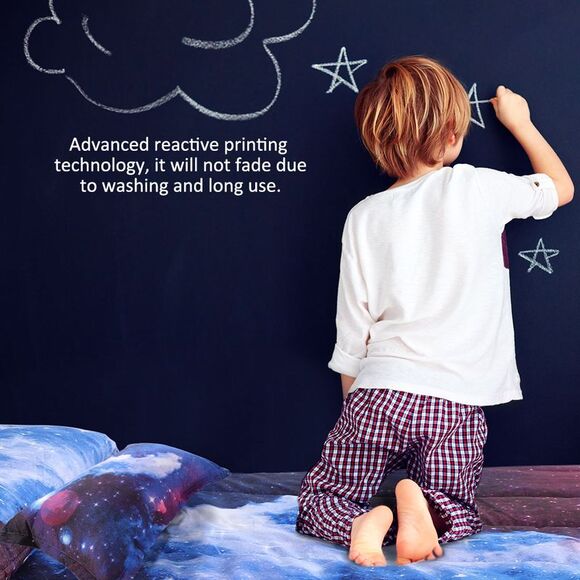 Twin All-season Quilted Comforter Set Reversible Galaxies Dark Blue - Picture 4 of 6